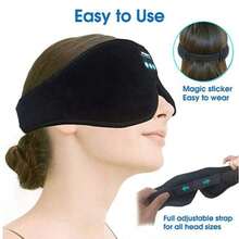 Antifaz para Dormir con Bluetooth Música Ajustable Suave para Viajes y Descanso Negro producto relax inteligente tecnología accesorios viaje sueño - Negro - Ver 4