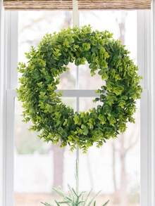 Guirlanda artificial de eucalipto, decoração para casa, decoração para festas ao ar livre, feita de fibra de poliéster, adequada para escolas, dormitórios, escritórios, festas, feriados, hotéis, restaurantes, salas de estar, quartos, casamentos, decorações verdes. - Verde - Ver 6