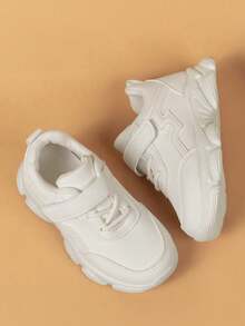 幼儿/小童魔术贴休闲厚底运动鞋，软底婴儿学步鞋，白色 - 白色 - 查看 3