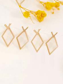 1pair Minimalist Geometric Hollow Diamond-Shaped Front And Rear Earrings, Earrings Designed For Two Ways Of Wearing, Unique Diamond-Shaped Ear Jacket For Women,Fashionable And Luxurious Sparkling Spherical Earrings For Women, Simple And Elegant Design, With Screw Style S-Shaped Earrings, Perfect Choice For Christmas Gifts And Music Festivals, Suitable For Women's Daily Wear