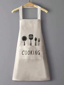 1 sztuka, fartuch do kuchni domowej, wodoodporny i olejoodporny, męski i damski, materiał do pracy, nadruk kreskówkowy, modny pas, damski fartuch kuchenny, fartuch damski, fartuch kuchenny, akcesoria kuchenne.