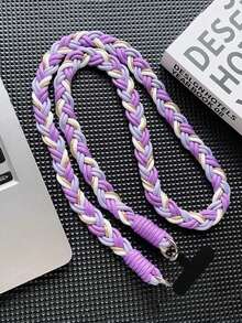 2026新年音乐节/婚礼季，1条奢华编织金色金属丝挂绳，斜挎肩带钥匙扣，附赠替换贴纸配件，可作智能手机钥匙扣、智能手机腕带、钥匙扣、包包挂绳 - 彩色 - 查看 8