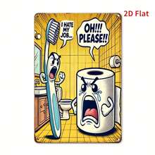 Vintage Funny Humor Toilet Retro Wall Art Sign - 8x12 Iron Metal Bathroom Decor With Angry Toothbrush & Toilet Design, No Needed, Easy Wall-Mounted Home, Man Cave, Kitchen, Garage, Garage Decoration |   Vintage Style Sign |   Durable Wall Art - 彩色 - 查看 6
