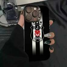 1PC Funda de Teléfono B-Besiktas B-BJK Carcasa IMD color plata para 17 16 15 14 13 12 11 Pro Max Plus Anticaída Parachoques Duro - Z4 - Ver 2