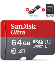 SanDisk Micro SD 存储卡 Class 10 A1 Micro SD 32GB 64GB 128GB 256GB 512GB 100MB/S U3 TF 存储卡 + SD 适配器 + USB2.0 读卡器 - 紅色 - 查看 15