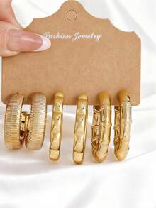 6pcs/18pcs Set Fashionable Geometric CCB Earrings For Women, Suitable For Daily Wear, Business, Casual, Great Gift For Friends, Holidays, Birthdays