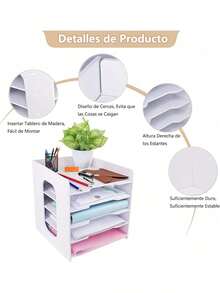 5 Niveles Organizador Archivos Estante Para Archivero Blanco - Blanco - Ver 2