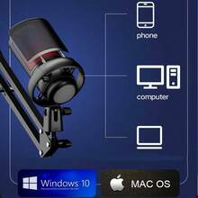 Micrófono de Condensador USB,Micrófono Streaming, RGB Microfono PC, Sensor de Llave para silenciar patrón Polar cardioide Audio Chat en Línea para Pc     Grabación de juegos - 1 - Ver 4