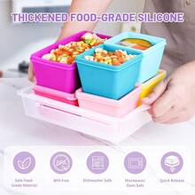 Mice  Silicone Freezer Molds With Base Individual 6-Pack 1-Cup And 2-Cup Portion  Freezer Tray With Lids For Food Stora Dishwasher  Silicone Freezer Containers For Meal Prep - 復古彩虹4x1杯2x2杯 - 查看 6