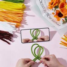 混合颜色毛根，黄色金色毛根套装，5种颜色，毛根套装，DIY花束入门套装，毛根工艺品制作套装，毛根花卉工艺品，用于DIY艺术项目的粉彩雪尼尔绒条创意礼物，散装毛绒毛根花卉套装，派对装饰的理想之选（向日葵） - 彩色 - 查看 6