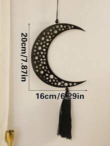 1件/2件装黑色月相墙饰，月亮造型，带流苏和灯笼挂件，木质波西米亚风墙饰，波西米亚家居装饰，适用于客厅和卧室，营造神秘氛围，简约装饰，家居及派对装饰，节日装饰 - 彩色 - 查看 7