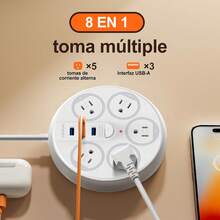 Premium Disc Usb Premium Multi-contact 5+3 Cable De Alimenta - Blanco - Ver 3