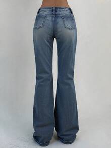 Women's Flare Jeans Y2K 90s Bootcut Low Rise Vintage Pants Denim Pants Bell Bottoms Spring Clothes - 藍色 - 查看 3