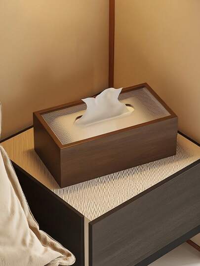 1pc/2pcs Walnut Wood Tissue Box - Modern Minimalist Rectangular Design, Easy To Replace Premium Walnut Wood Cover, Polished Finish, Suitable For Desk, Bathroom, Office And Bedside Table Decor - Vintage Style Storage Box, Natural Texture, Each One Is Unique. Christmas, National Day, Valentine's Day.