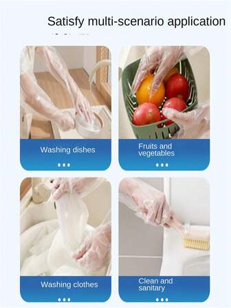 10pcs/50pcs Disposable CPE Thickened Elastic Cuff Gloves, Waterproof, Suitable For Spring Festival Cleaning, Cooking, Dishwashing, Kneading Dough, Washing Vegetables & Chili Peppers, Multi-Purpose, Practical For Daily & Holiday Use