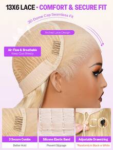 MEGALOOK #613 升级版金色波浪13x6三合一™蕾丝前假发 - 100%真人发丝，18-30英寸长波浪假发，预剪预拔自然发际线，耳到耳蕾丝前假发，金色 - 轻盈可调节透气帽，柔软弹力，全天舒适 - 无需胶水，极少掉发，耐用，隐形无痕 - 适合万圣节、婚礼、圣诞派对、度假、返校、约会之夜等场合，女士商务假发 - S613 - 查看 8