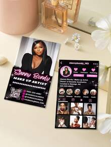 Customized Personalized Hair, Eyelash, Beauty Business Cards, 200/500/1000pcs, Double-Sided QR Code Social Media Contact Cards, Customized Photo & Text Business Card Template Design ,For Family, Lash Tech Supplies - Multicolor - View 32