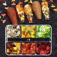 Nail Art Glitter Sequins 12 Grids Holographic Winter Snowflake Nail Art Sequins 3D White Blue Pink Snowflake Designs Xmas Nail Decorations Accessories Women Acrylic Nails Supplies - 銀杏葉 - 查看 8