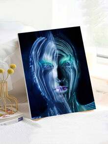 1pc DIY Adult Number Painting Kit  Includes Paints, Canvas, Brushes, Featuring A Abstract Face Themed Decorative Painting, Easy For Beginners, Digital Oil Painting Game Simple Frameless DIY Art, Bright Colors, Rich Painting, Perfect For Home Wall Decor, Family Activities, Father's Day, Mother's Day, Halloween, Christmas, Holiday Gifts And Presents, 16 X 20 Inch Digital Pigment - 彩色 - 查看 4
