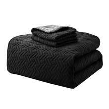 Elegant Comfort 3pcs Majestic Quilt Set Bedspreads, Ultra-Soft Comfortable Bedspread With 2 Pillow Shams Bedding, Machine Washable, Quilted Reversible Bedspread Coverlet Set, Full/Queen, King/California King And Twin/Twin XL Size Bed For All Seasons, Christmas Decorations Gifts, Cozy Winter Styles, Holiday Décor - 黑色/灰色 - 查看 6
