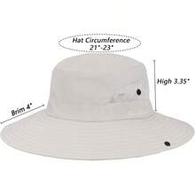 Womens Summer - Hat Outdoor Fishing Hat Wide Brim Foldable - Beach - Bucket - Hat With Ponytail - Hole - Trung bình + Màu be - Xem 2
