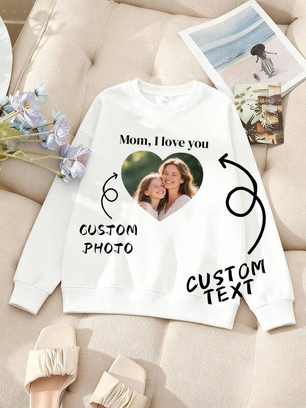 1 Pc Customized Women's Hoodie, Customize Text And Images, Upload A Photo With Mom, The Best Mother's Day Gift