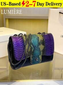 1pc Women's New Autumn/Winter Snake Skin Pattern Shoulder Bag, Gradient Color Crossbody Bag, Luxury Classic Handbag, Wallet Set - Multicolor - View 15