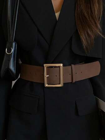 שמלת מידי רב-תכליתית מבד זמש PU בצבע קפה לנשים אחת