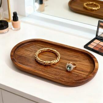梳妆托盘、桌面首饰托盘、桌面收纳托盘、家用首饰托盘、梳妆托盘、收纳托盘、优雅多功能木质托盘、复古木质首饰碟、中式首饰托盘、男女通用首饰碟、圣诞礼物、梳妆台配件