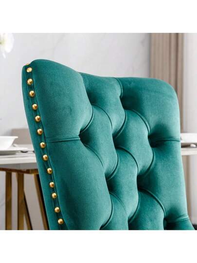 Furniture, Nikki Moderne Collection, High End Upholstered Solid Wood Contemporary Dining Stoel Chrome Stainless Steel Legs Nail Ornament, Set Of 2, Grijs Chrome, DE1701GY view 8