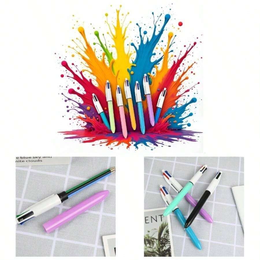 5 Pcs Ballpoint Pen Multicolor Pen 4 Color - In - 1 Retractable Ballpoint Pen Student Game Reward Pen, Pens And RefillsMulticolor - 彩色 - 查看 1