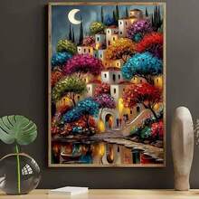 1pc DIY Adult Paint By Numbers Kit  Featuring Colorful Italian Village Decorative Painting, Easy For Beginners. Number Painting Game Simple Frameless DIY Art, Bright Colors, Rich Painting, Ideal For Home Wall Decor, Family Activity, Father's Day, Mother's Day, Halloween, Christmas, Holiday Gifts And Presents, 16 X 20 Inch Number Paint - 彩色 - 查看 3