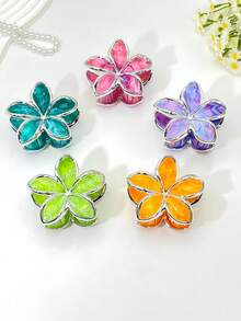 1 pieza/9 piezas Pinza de pelo de plástico ABS con estampado floral, pasador de pelo dulce para playa, viaje, fiesta, vacaciones, temporada de regreso a la escuela, accesorios de pelo elegantes, pinzas de pelo elegantes, pinza de pelo de invierno