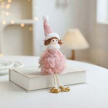 Adornos navideños de ángel con alas de alambre, adorno colgante para árbol de Navidad, ideal para el hogar, la oficina o fiestas. - Rosa - Ver 1