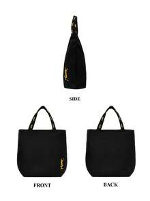 Yves Saint Laurent Tragbare, öffenbare Aufbewahrungstasche, lässige schwarze Segeltuch-Umhängetasche, Kosmetiktasche, multifunktionale Mode-Einkaufstasche - Schwarz - Übersicht 11