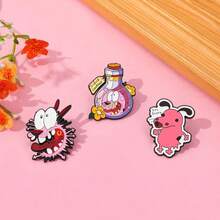 华纳兄弟 1/3 件套个性化卡通动漫胸针套装 可爱趣味勇气珐琅别针 背包服装首饰金属徽章配饰 送给朋友的礼物 - 均碼 - 查看 7