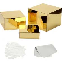 3-Piece Nesting Risers - Mirror Gold Acrylic Display Stands Catering, Dessert, Jewelry & Party