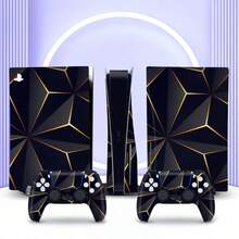 6pcs Black & Gold Pattern P5 Game Console Stickers, Dust-Proof And Wear-Resistant