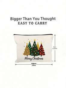 Christmas Tree Print Cosmetic Travel Bag - Stylish Spooky Cute Makeup Organizer For Holiday Travel | Reusable Polyester Makeup Pouch For Cosmetics, Lipstick, Phone Accessories | Lightweight Zipper Closure Bag - Perfect Christmas Gift, Bridal Shower, Wedding Accessory, Toiletry Bag, Travel Essentials | Festive Daily Use Cosmetic Case, - Multicolor - View 10