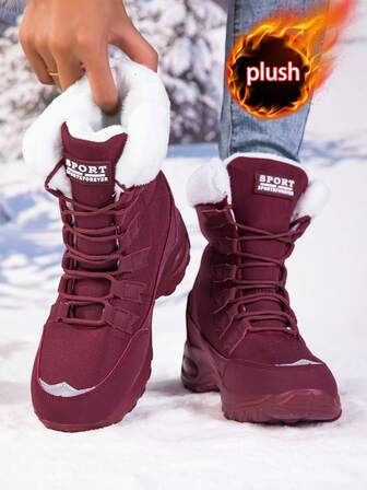 Women's New Long Snow Boots, Anti-Slip Thermal Lined Boots, Round Toe Warm Boots, Minimalist & Versatile Outdoor Snow Shoes, Women's High-Shaft Boots, Winter Winter Shoes