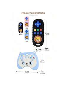 2 piezas Juguete de dentición de controlador de juego de silicona con diseño de oso de dibujos animados, chupete de dentición de silicona, juguete de dentición con diseño de control remoto de TV de león, juguete de dentición de controlador de juego entretenido, juguete perfecto de masticación sensorial para bebés de 0-3-6-12 meses - Multicolor - Ver 2