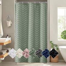 Sage Green Boho Shower Curtain For Bathroom, Modern Farmhouse Textured Tufted  Stripeinimalist Bathroom Shower Curtain, Protect Privacy Soft Touching Cloth, 36Wx72L Inches,27462523 - Sage Green - 查看 1