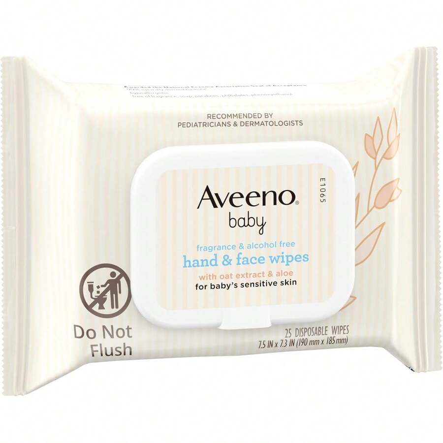 Toallitas para manos y cara Aveeno Baby con extracto de avena, 25 unidades (paquete de 4) - 1 - Ver 1