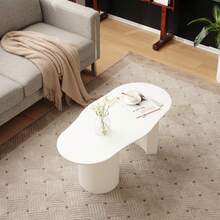 Sturdy And Durable 100 Cm Long White Irregular Coffee Table - High-Quality MDF, Lacquered Surface, Delicate Feel, Irregular And Elegantly Curved Tabletop. - White - View 4