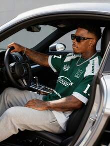 Men's Mesh Contrast Color Sports Short Sleeve Soccer Jersey Style T-Shirt, Sports Jersey Summer - Dark Green - View 4