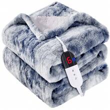 Samebed Manta eléctrica calefactable, de forro polar y franela súper acogedora, con 5 niveles de calentamiento, temporizador de 2 a 10 horas, apagado automático, protección contra sobrecalentamiento y lavable a máquina. - Gris Claro - Ver 11