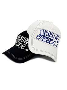 1 pieza Gorra de béisbol unisex con bordado de letra grande y desgastada, ala ancha, versátil, adecuada para primavera, otoño e invierno - A - Ver 1