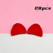 28PCS Mixed Color Mini Cat Ears Patches Set - Double-Sided Craft Embellishments For Sewing, DIY Hair Accessories, Phone Cases & Doll Making Supplies - Multicolor - View 16