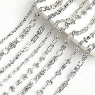 1米304不锈钢定制凹槽重型功能性男女通用钛钢银链DIY手工珠宝项链手链配件材料