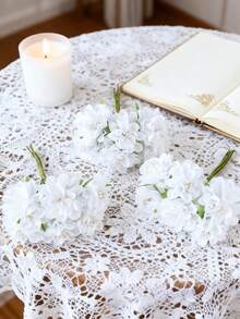 1束（6支）人造康乃馨花束，迷你字母DIY花环材料，糖果盒配件，家居婚礼装饰，新娘腕花，头饰，新年装饰，生日派对蛋糕用品 - 白色 - 查看 10